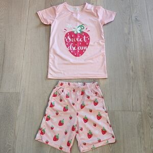 🔥5/$25 Sweet Dream Strawberry Kids Pajamas - Pink